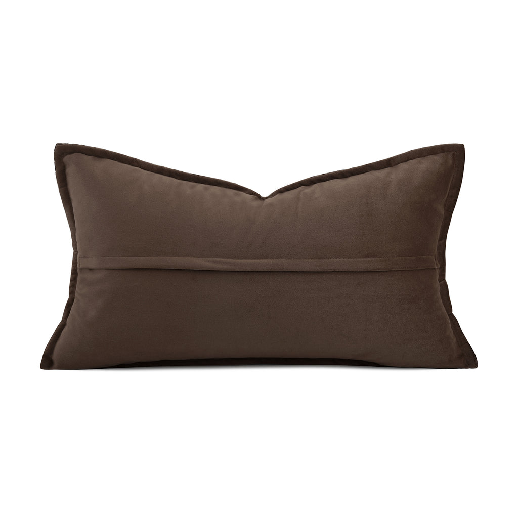 Dark Brown Texture Velvet Lumbar Pillow Decorative Waist Support Cushion