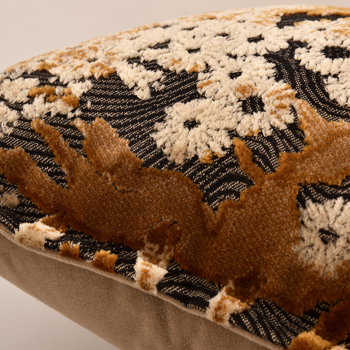 Vintage Brown Deer & Botanical Pattern Lumbar Pillow Decorative Waist Cushion