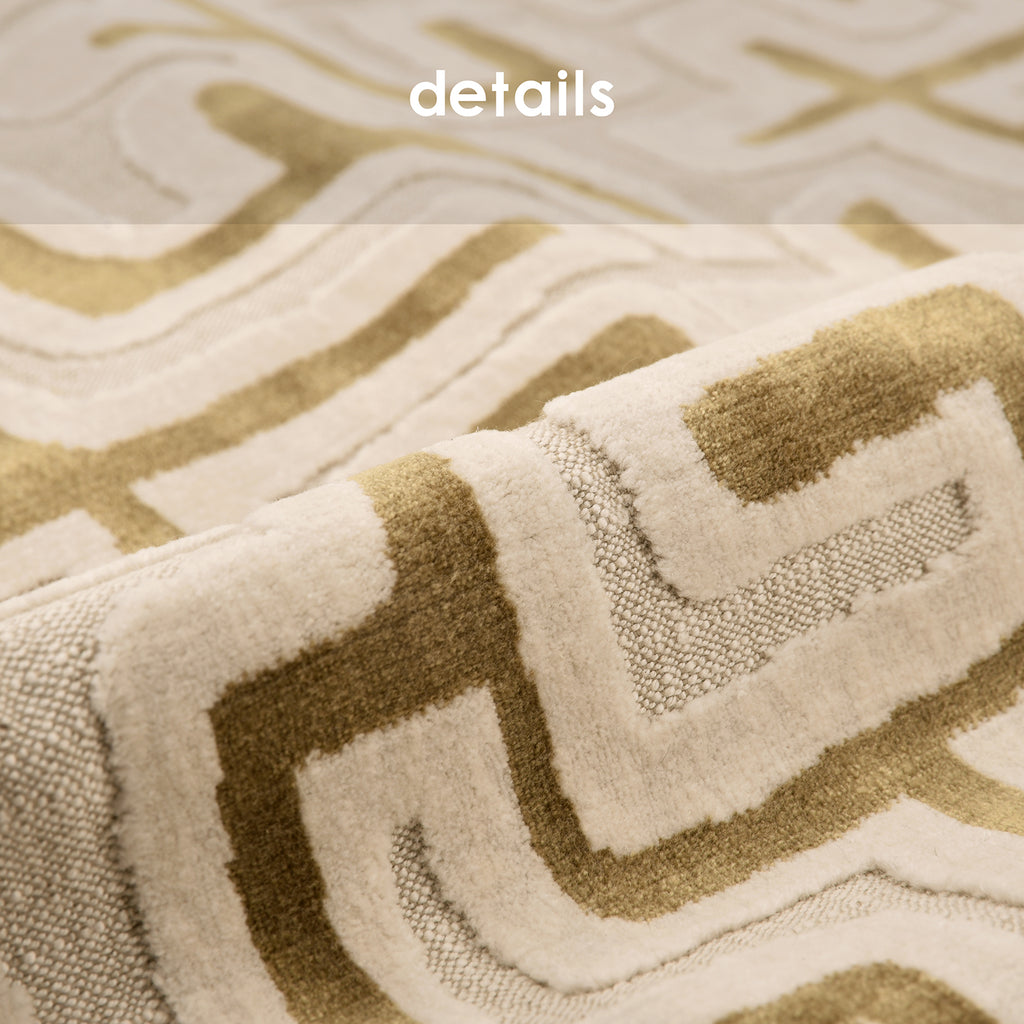 Beige Abstract Maze Pattern Velvet Lumbar Pillow Decorative Waist Cushion