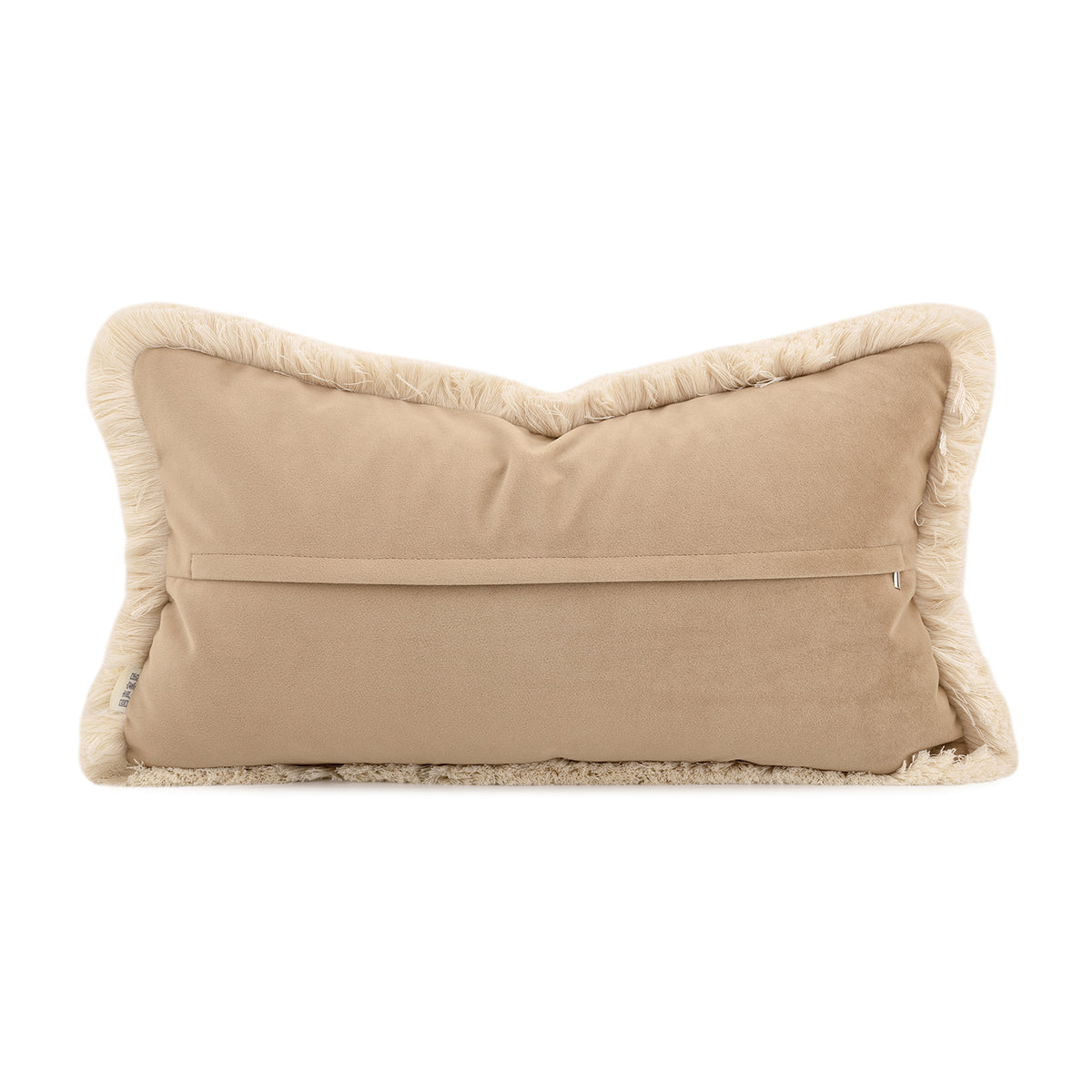 Caramel Brown Striped Tassel Lumbar Pillow Decorative Waist Support Cushion