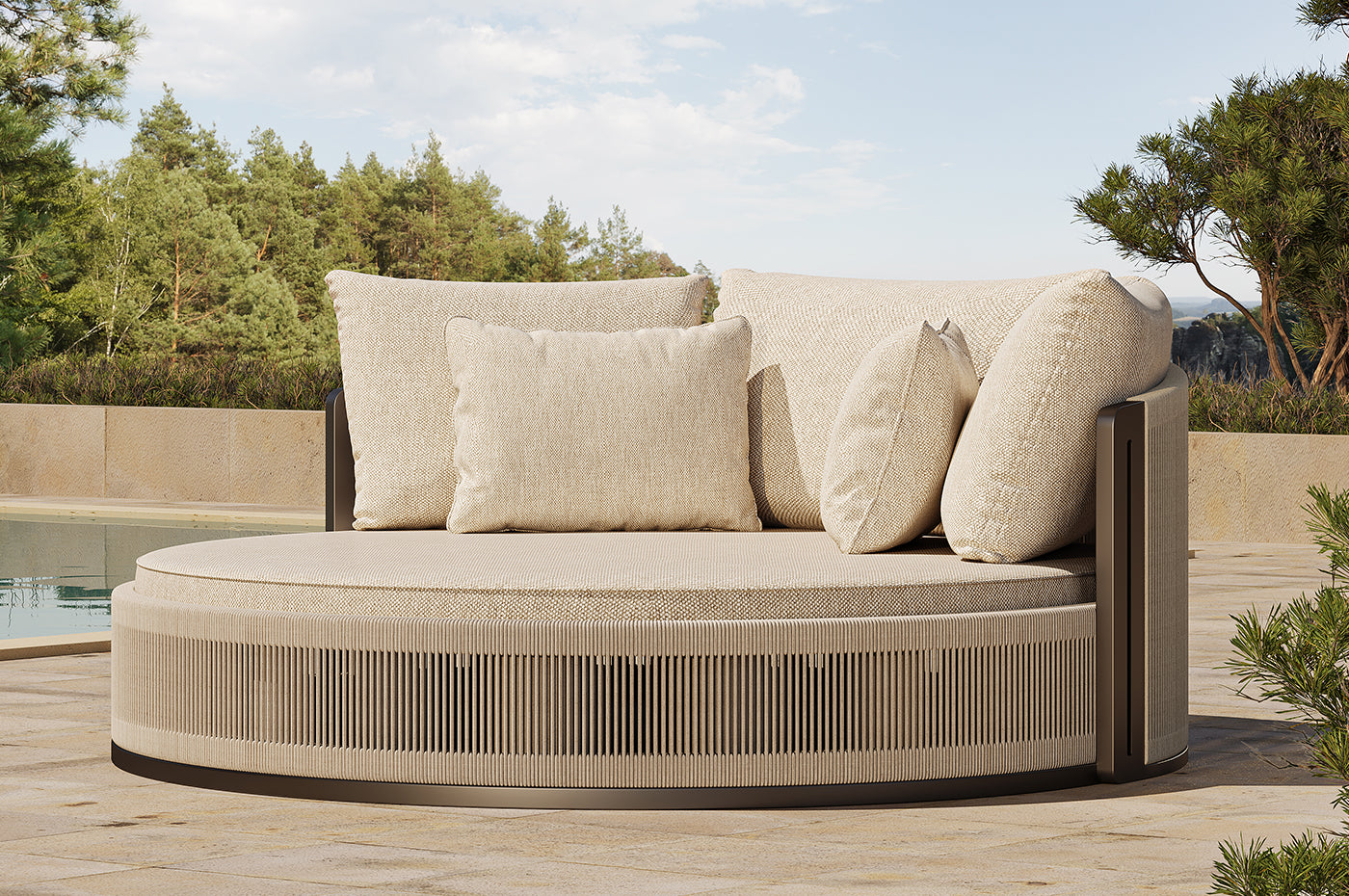 The Solis | Luxury Circular Outdoor Daybed with Artisanal Rope Weaving