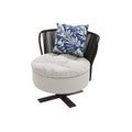 Amethyst Pearl outdoor swivel lounge chair, purple-pearl finish with woven straps and cushions, luxury patio furniture for hotels and cafes.