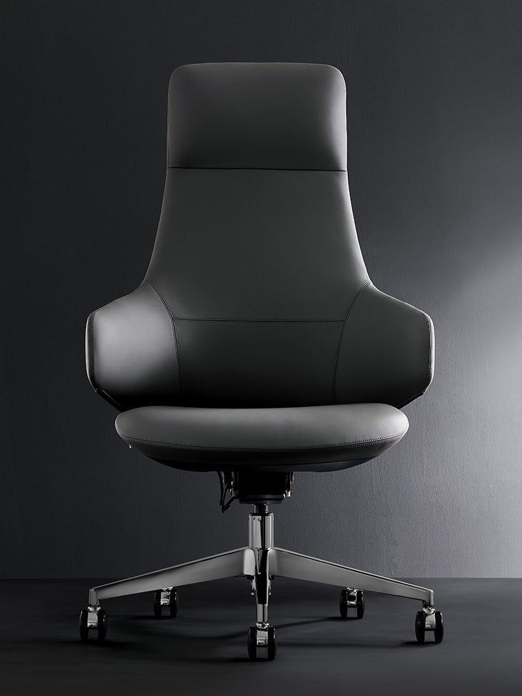 KDO2 Sovereign | Professional Executive Office Chair in Italian Nappa Leather with Hydrographic Wood-Grain Grey