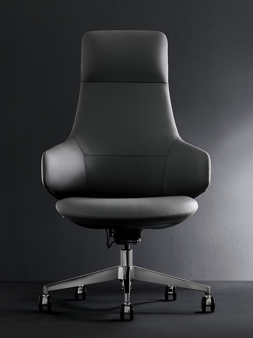 KDO2 Sovereign | Professional Executive Office Chair in Italian Nappa Leather with Hydrographic Wood-Grain Grey