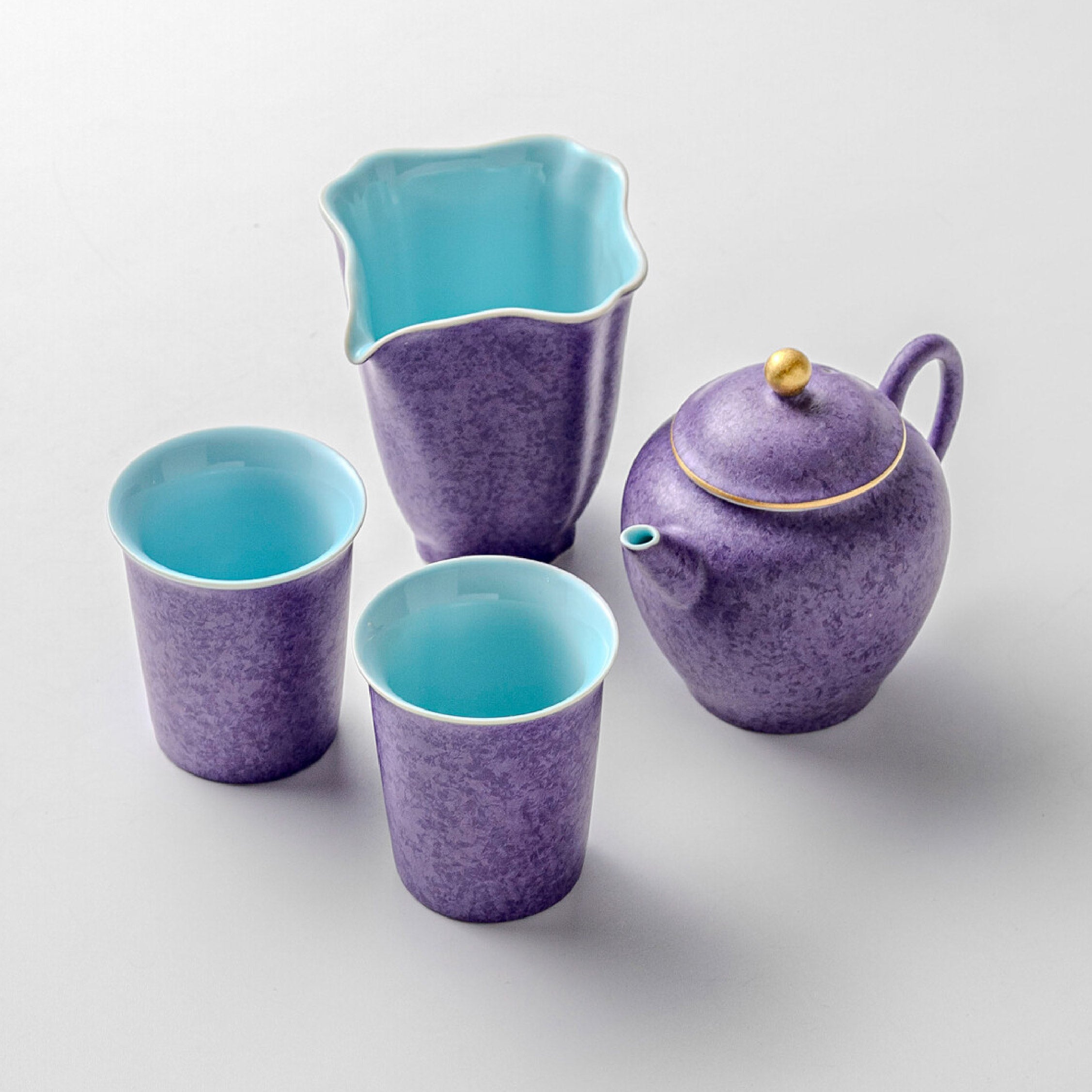 「Oriental Purple」150ml Kiln-Fired Crystalline Glaze Kung Fu Teapot Set