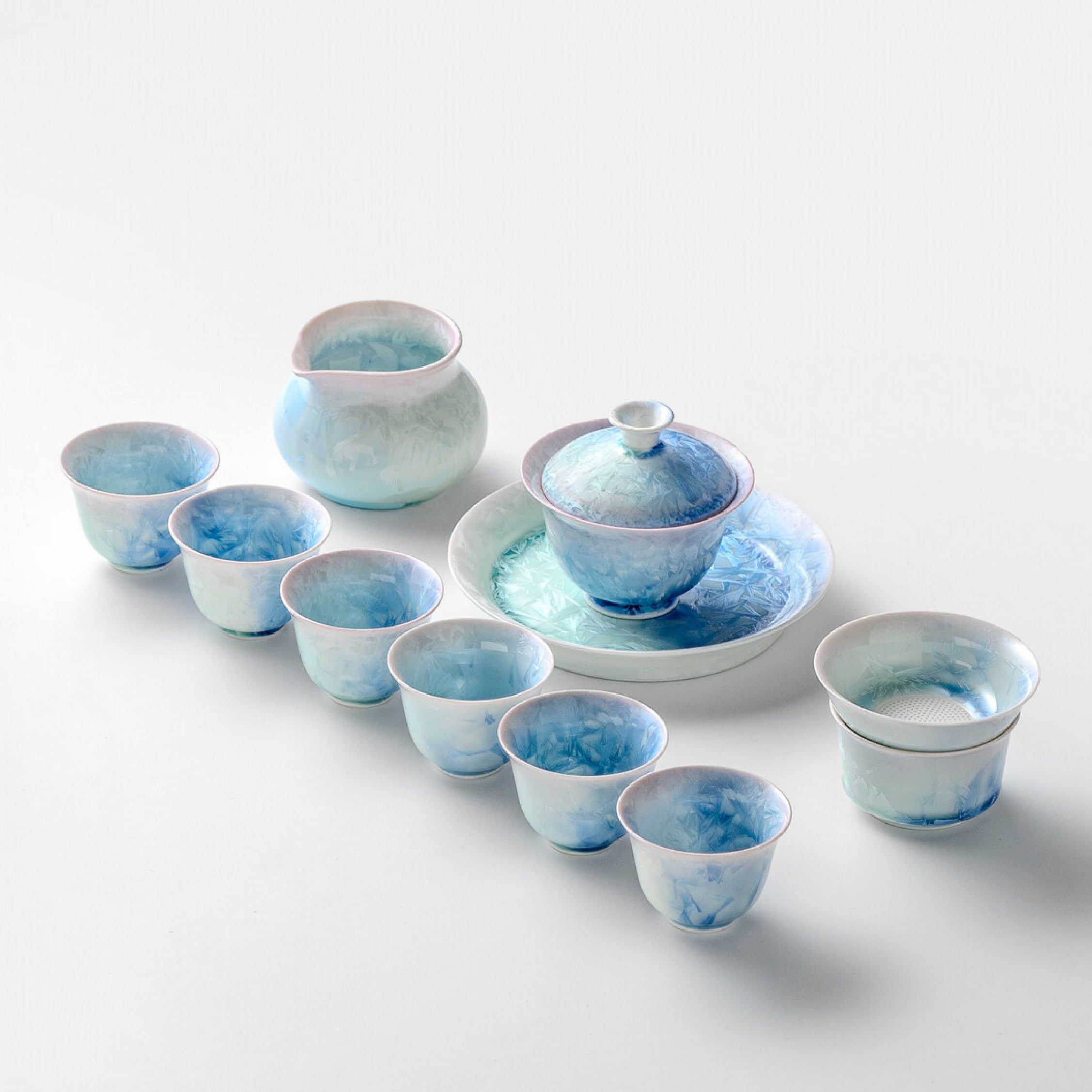 「Seven Colors」Kiln-Fired Crystalline Ice Flower Glaze Kung Fu Tea Set