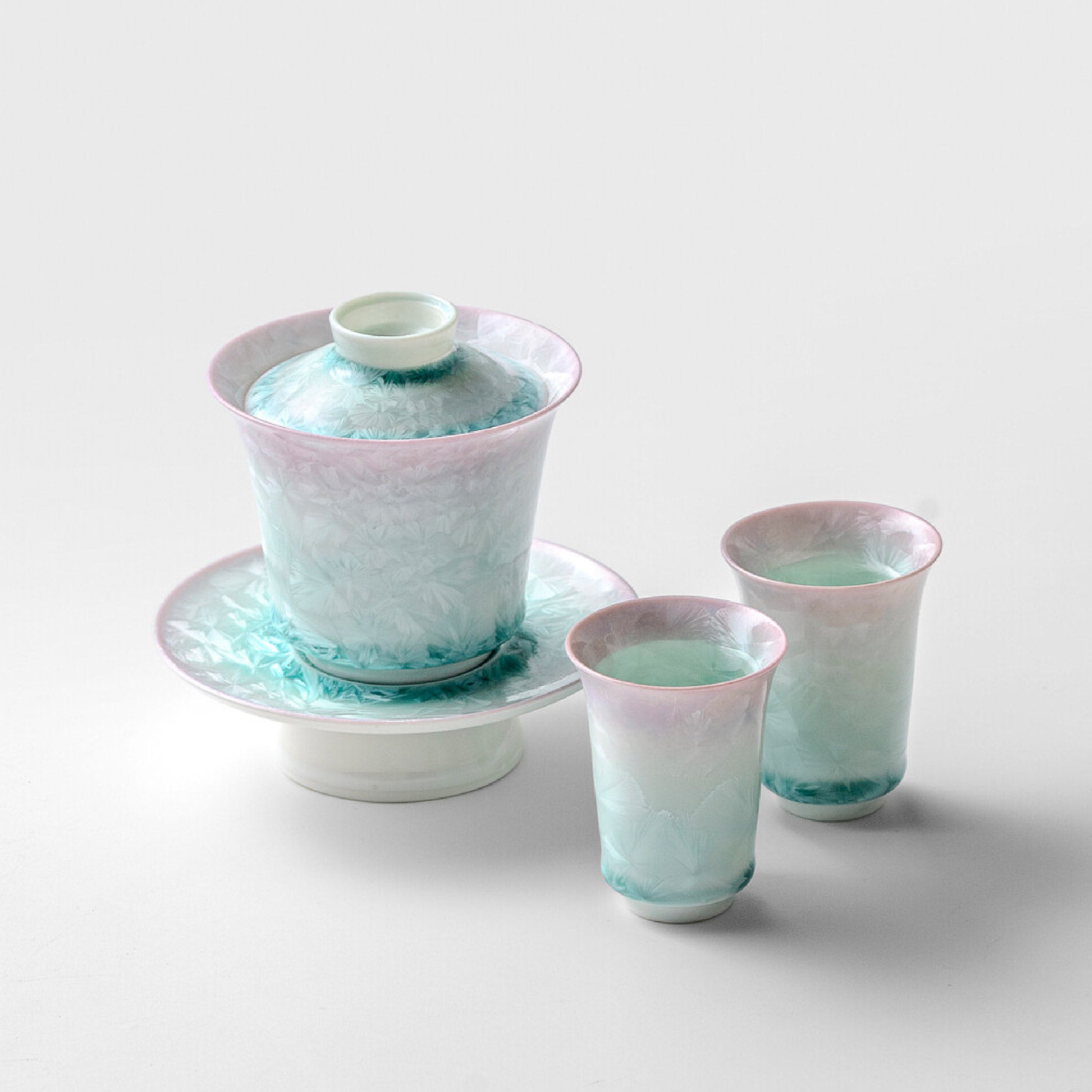 「Fragrant Petal」Kiln-Fired Crystalline Ice Flower Glaze Kung Fu Tea Set