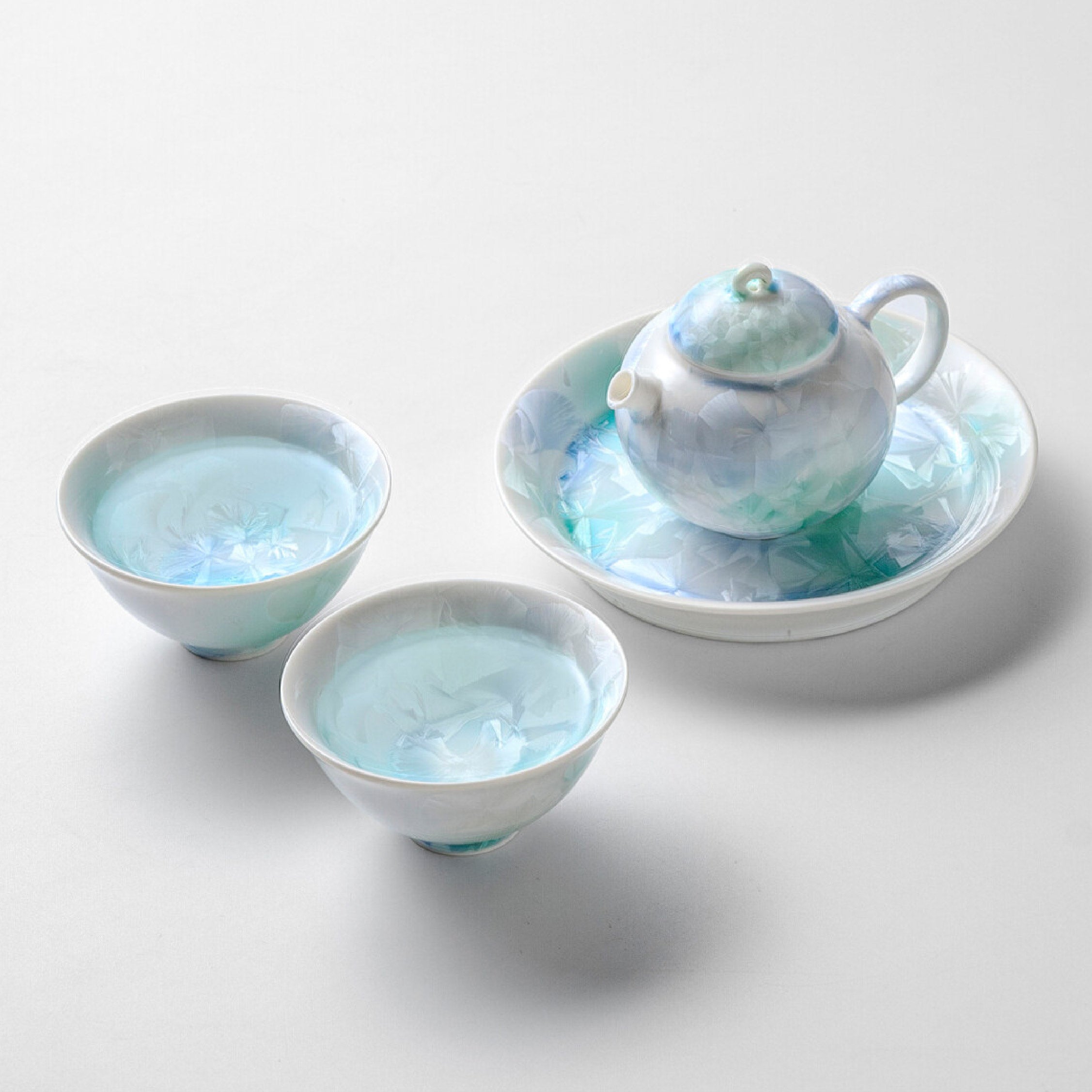 「Flowing Light」150ml Kiln-Fired Crystalline Glaze Kung Fu Teapot Set