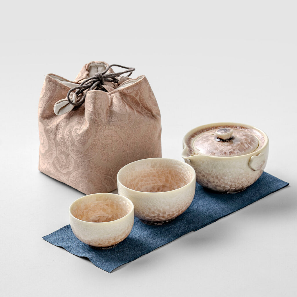 「Autumn Glow」Kiln-Fired Crystalline Glaze Travel Kung Fu Tea Set