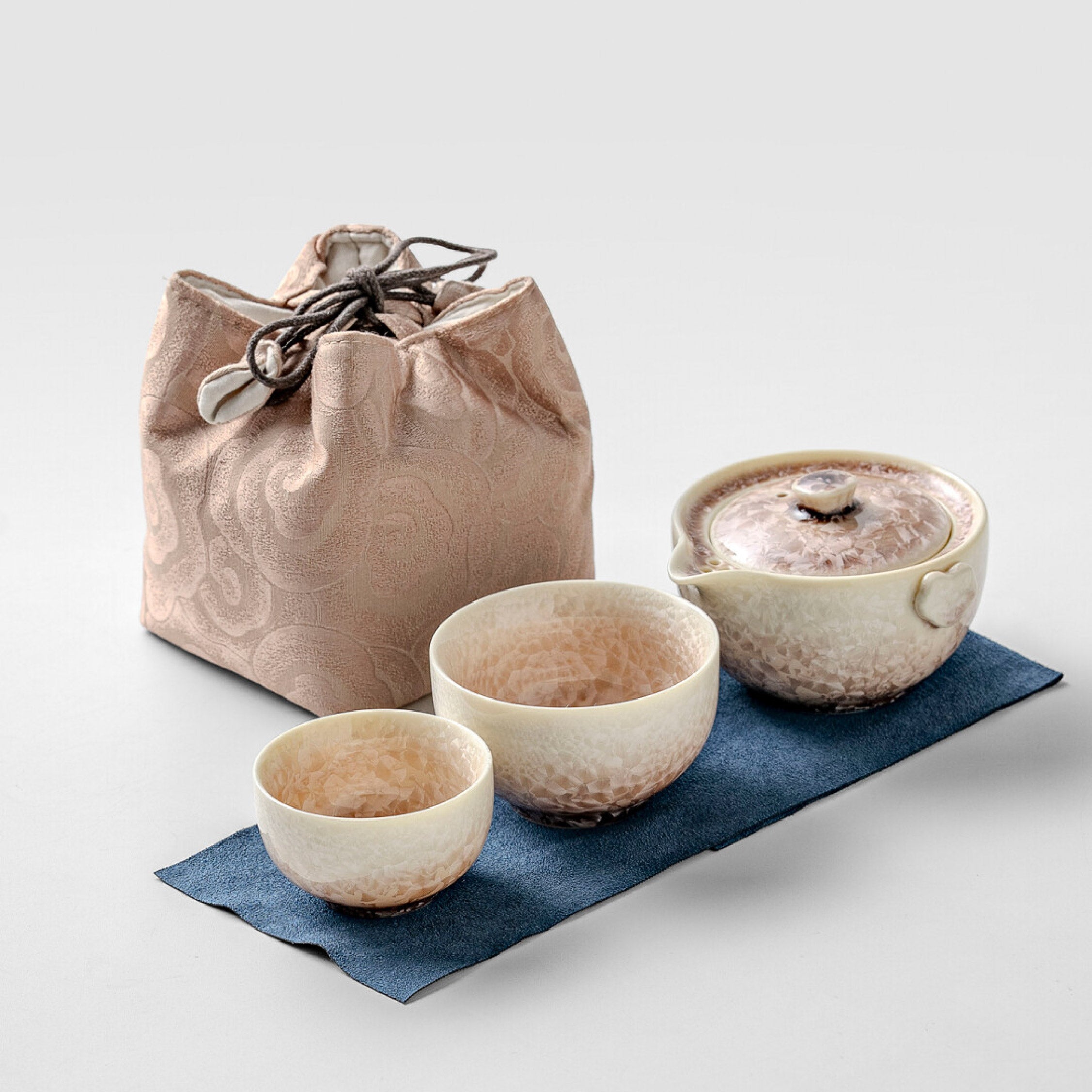 「Autumn Glow」Kiln-Fired Crystalline Glaze Travel Kung Fu Tea Set