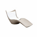 Dune Wave outdoor daybed, sculptural wave design in apricot finish with cushion, luxury poolside furniture for resorts and villas.