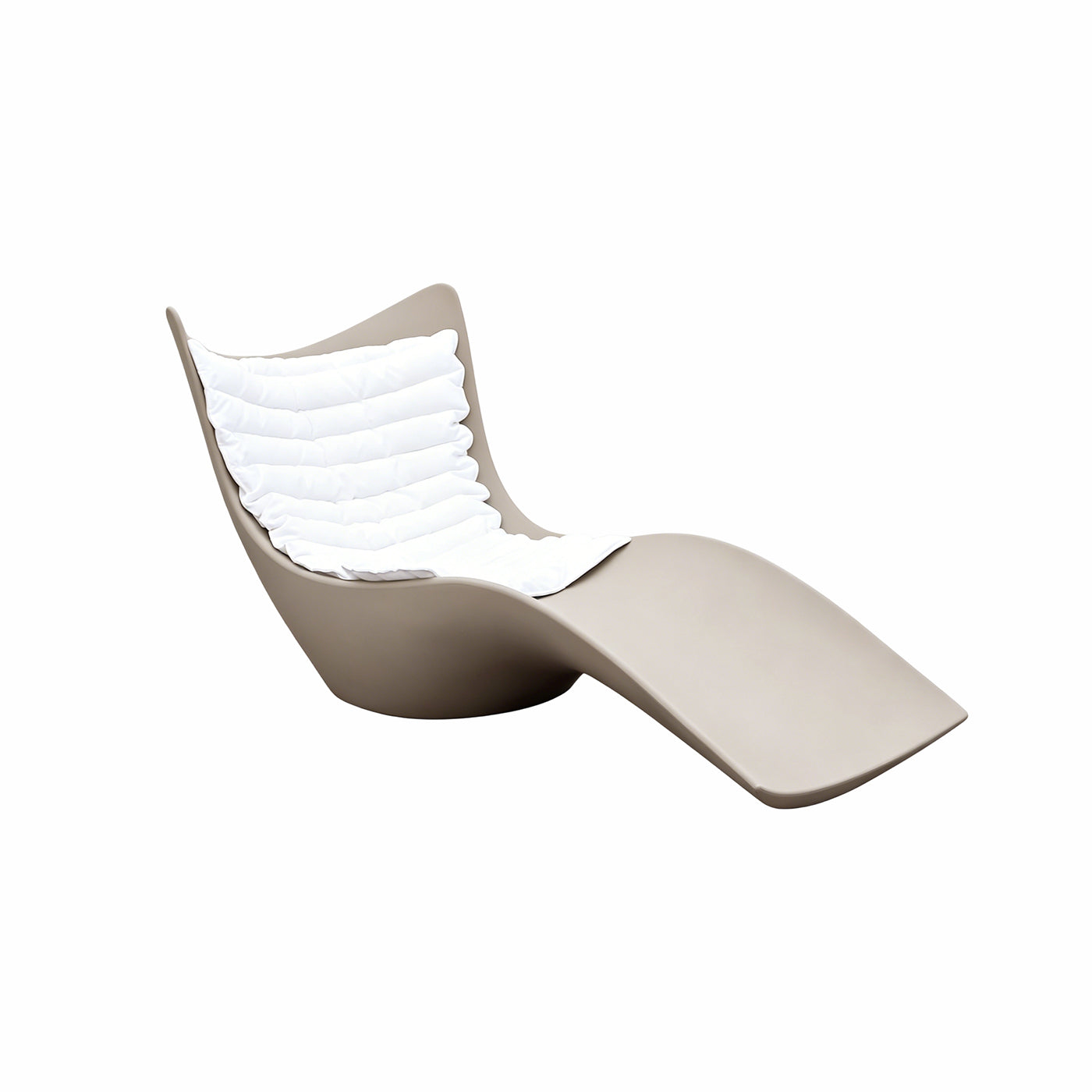 Dune Wave outdoor daybed, sculptural wave design in apricot finish with cushion, luxury poolside furniture for resorts and villas.