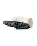 Eden Tiger curved sofa with striking two-tone upholstery, plush velvet backrest, flowing silhouette, and solid beech wood frame for modern luxury interiors.Premium quiet luxury retro-inspired sofa with bold tiger pattern and soft velvet comfort, ideal for contemporary living rooms and boutique hotel spaces.
