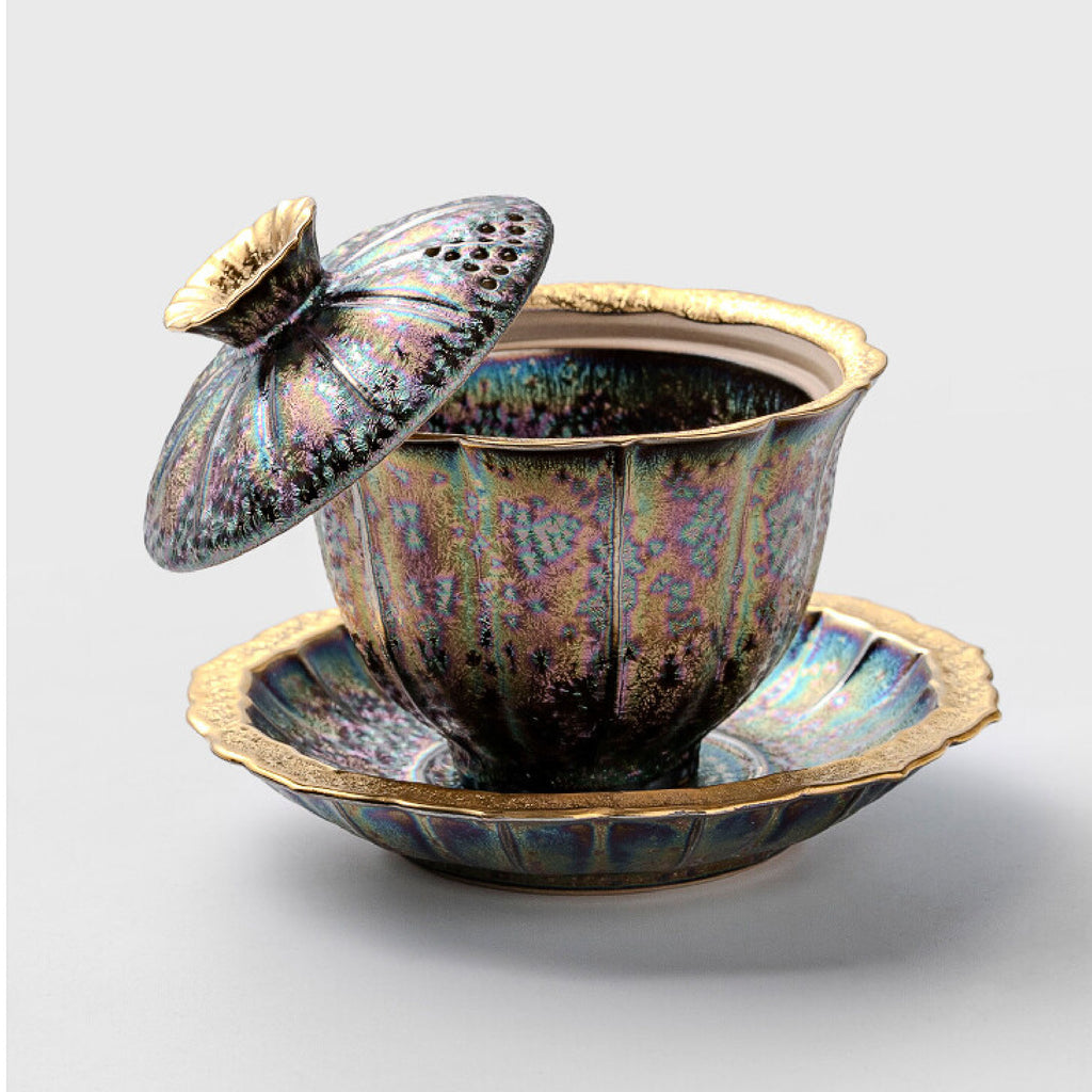 「Colorful Gilded」Kiln-Fired Crystalline Glaze Kung Fu Tea Set
