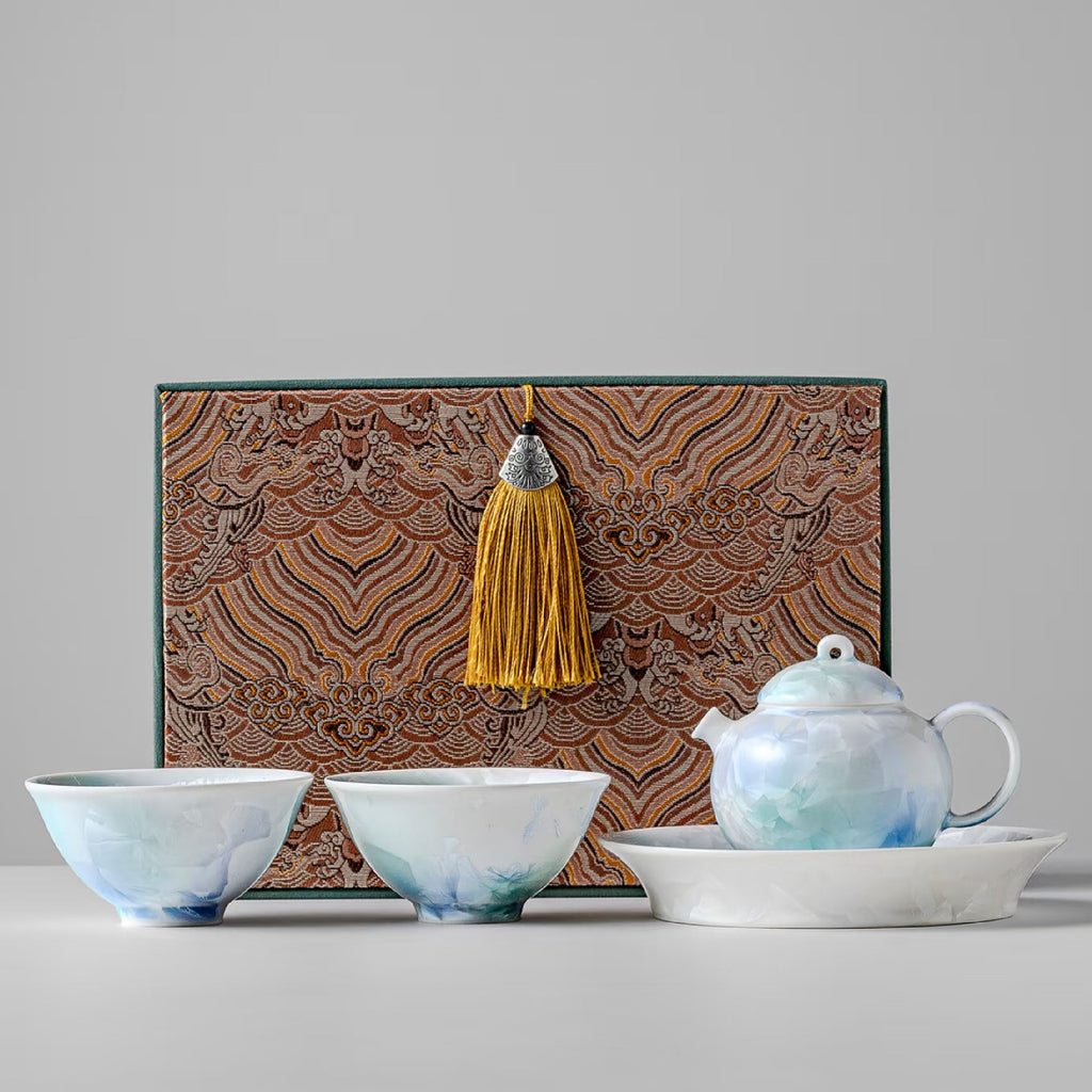 「Flowing Light」150ml Kiln-Fired Crystalline Glaze Kung Fu Teapot Set
