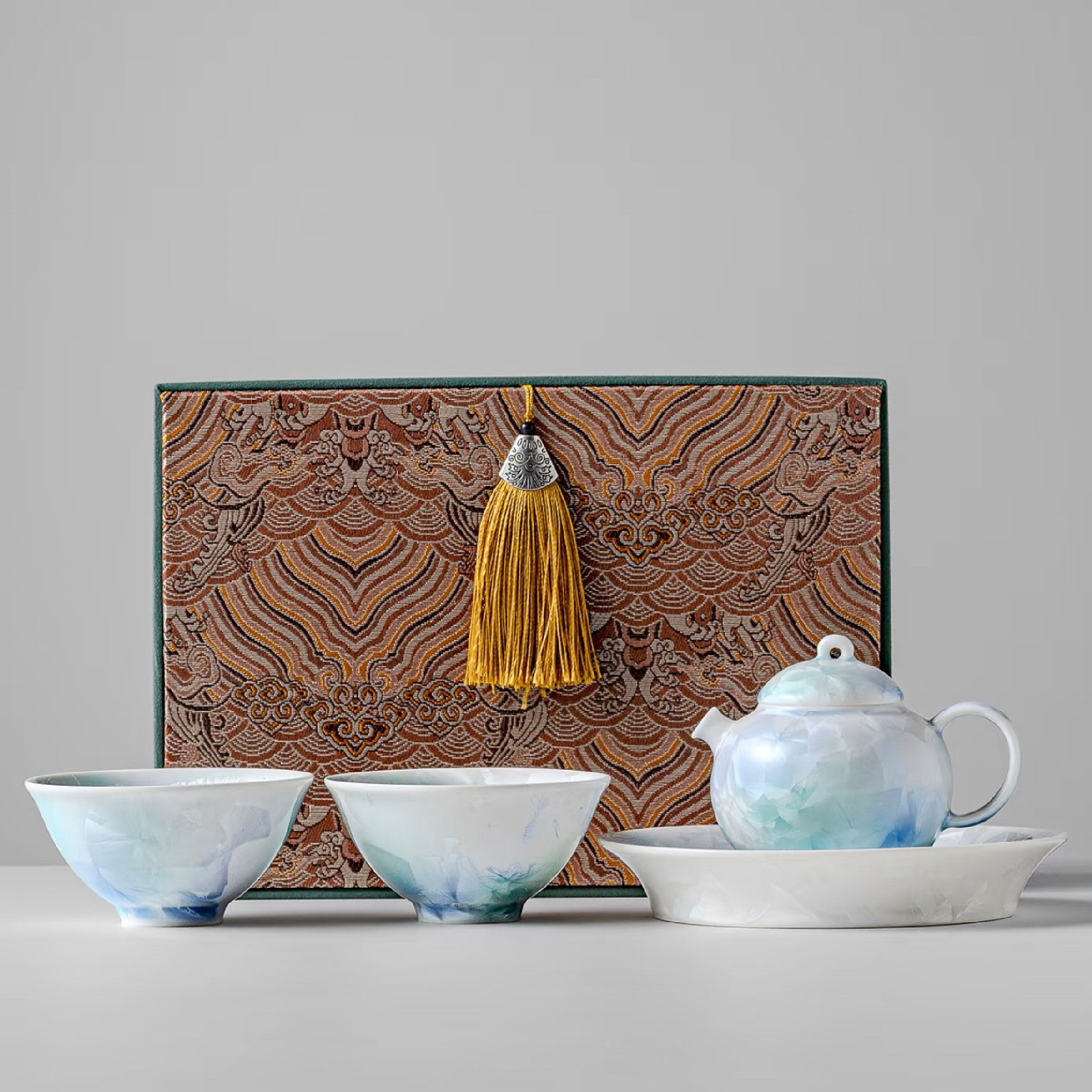 「Flowing Light」150ml Kiln-Fired Crystalline Glaze Kung Fu Teapot Set
