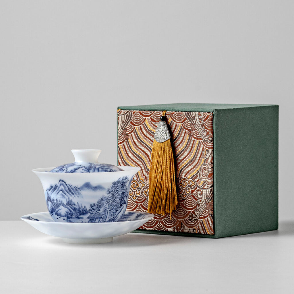 「White Feather Blue and White」Ultra-Thin 120ml Ceramic Teacup