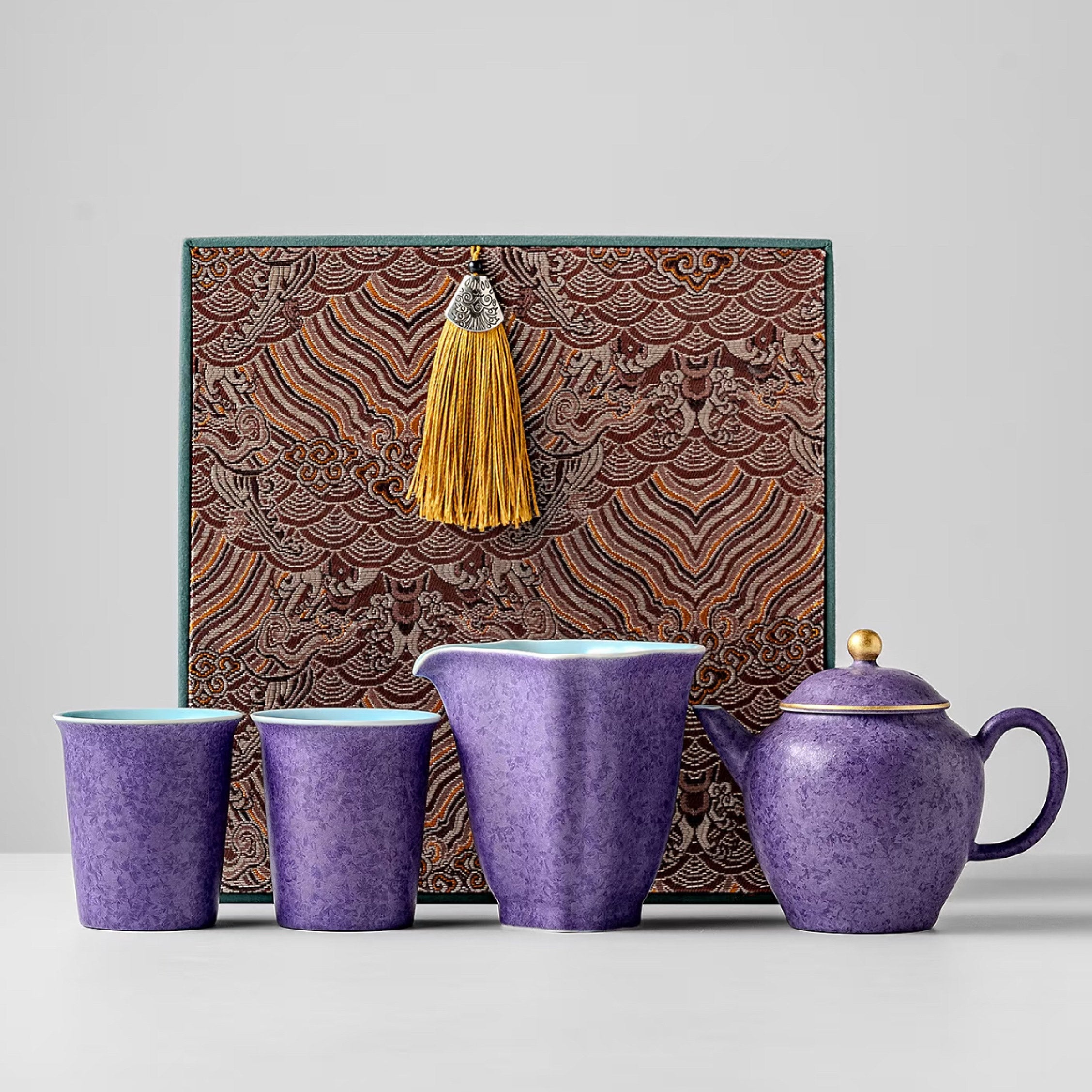 「Oriental Purple」150ml Kiln-Fired Crystalline Glaze Kung Fu Teapot Set