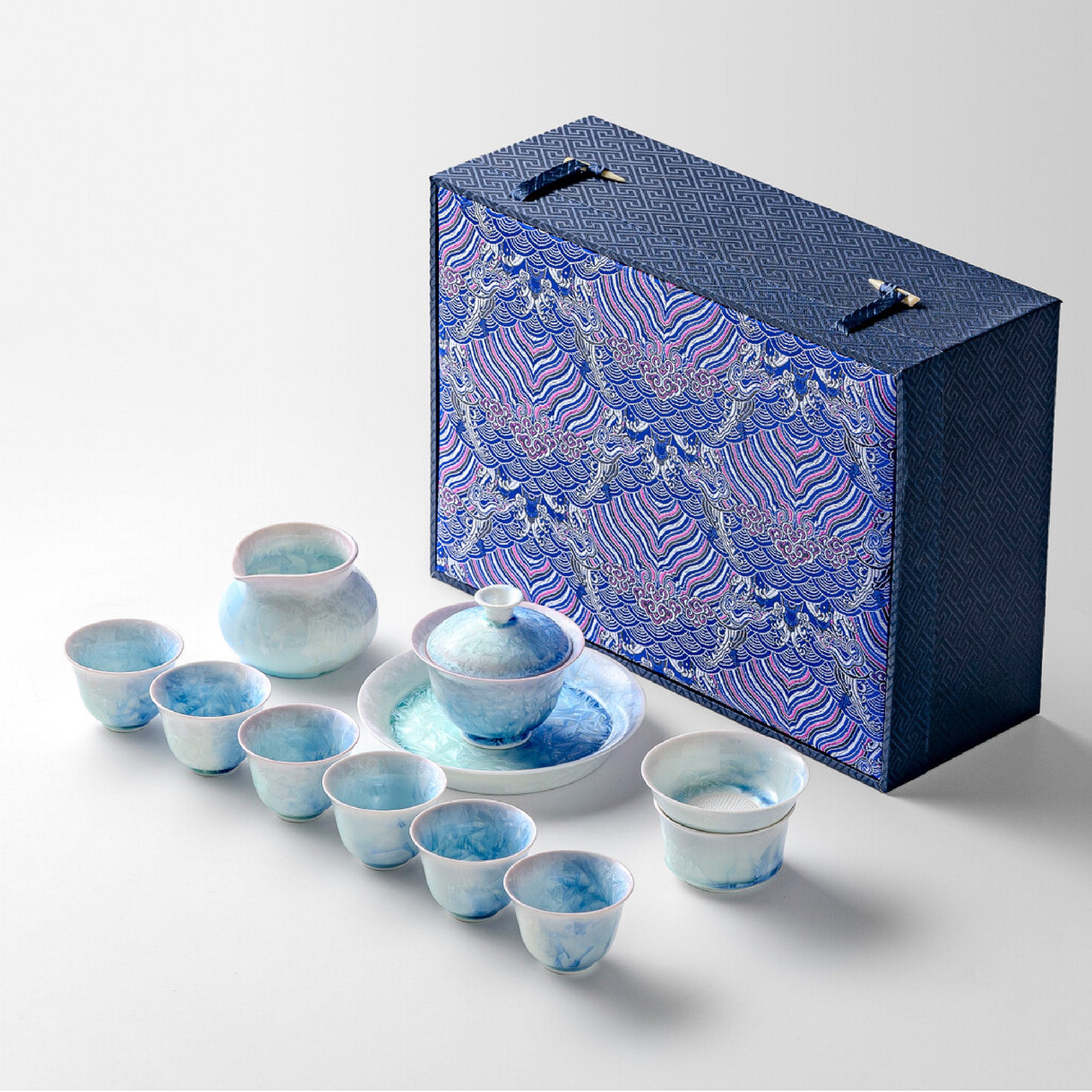 「Seven Colors」Kiln-Fired Crystalline Ice Flower Glaze Kung Fu Tea Set