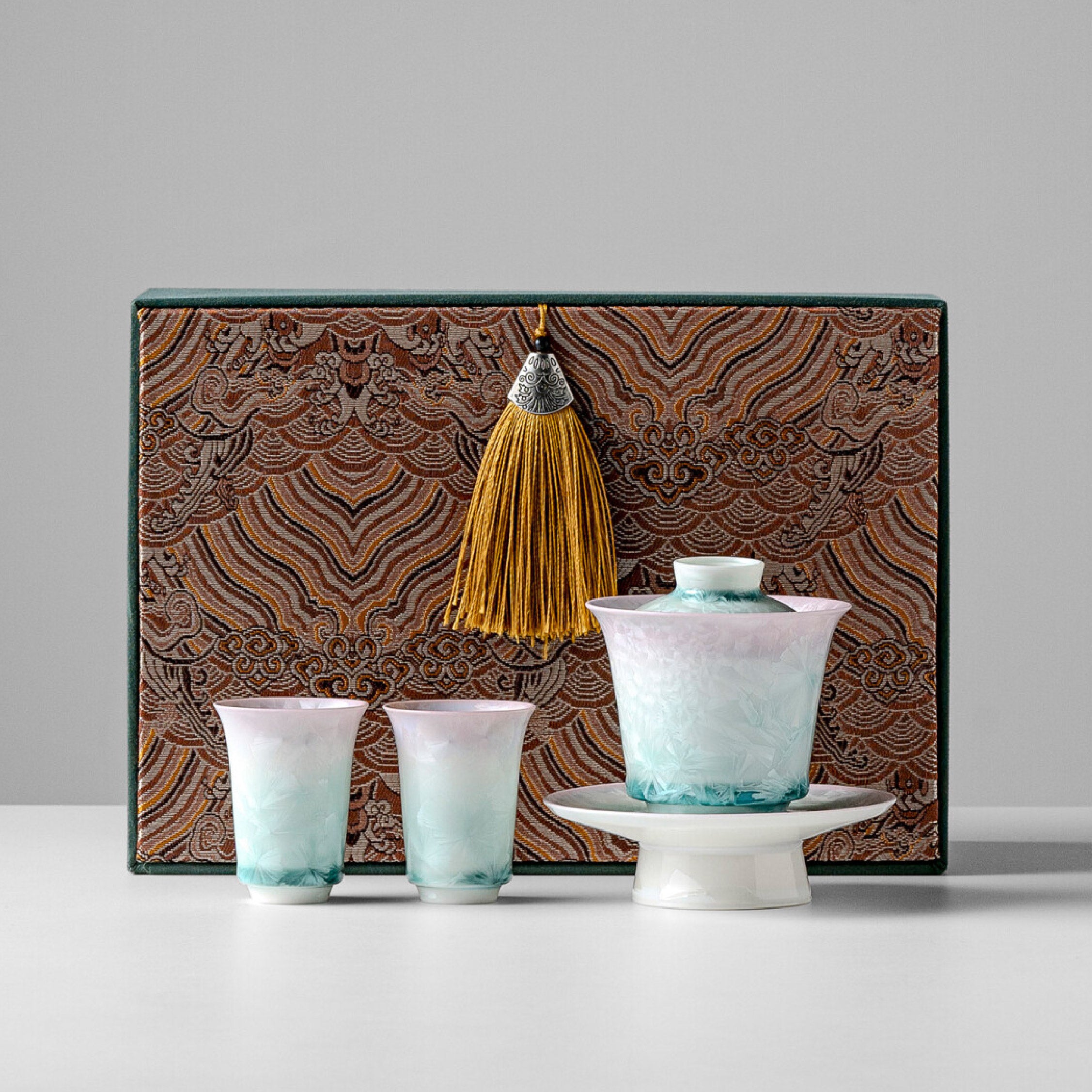 「Fragrant Petal」Kiln-Fired Crystalline Ice Flower Glaze Kung Fu Tea Set