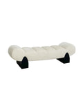 Flowing Cloud tufted bench with soft lamb’s wool upholstery, organic silhouette, and contrasting black ash wood legs for modern luxury interiors.Premium quiet luxury tufted bench, ideal for entryways, living rooms, bedrooms, and boutique hotel spaces.