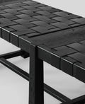 The Lumina | Hand-Woven Leather & Solid Rubberwood Indoor Bench