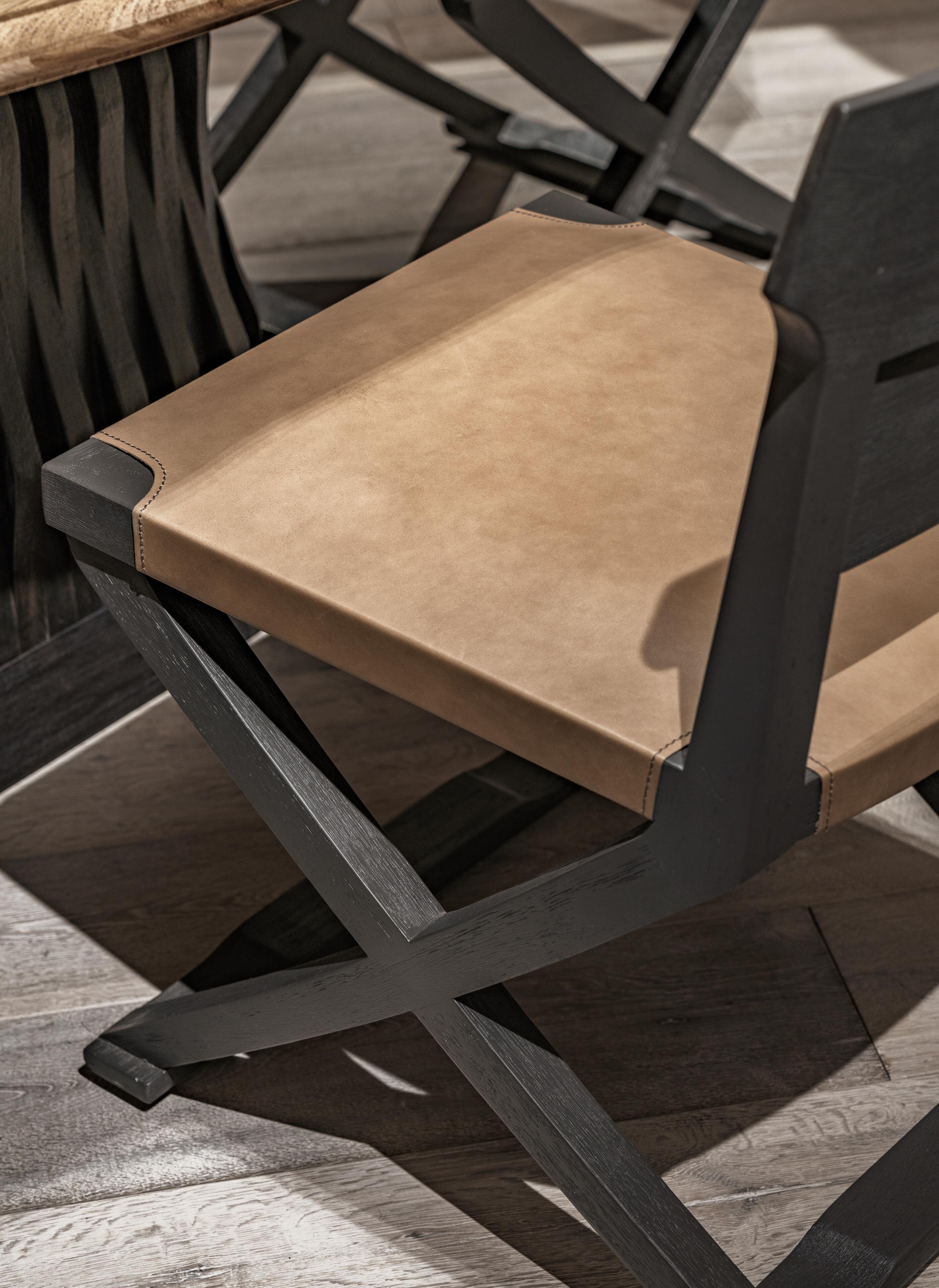 The Lumina | Saddle Bi-Color Solid Rubberwood & Natural Leather Folding-Style Chair