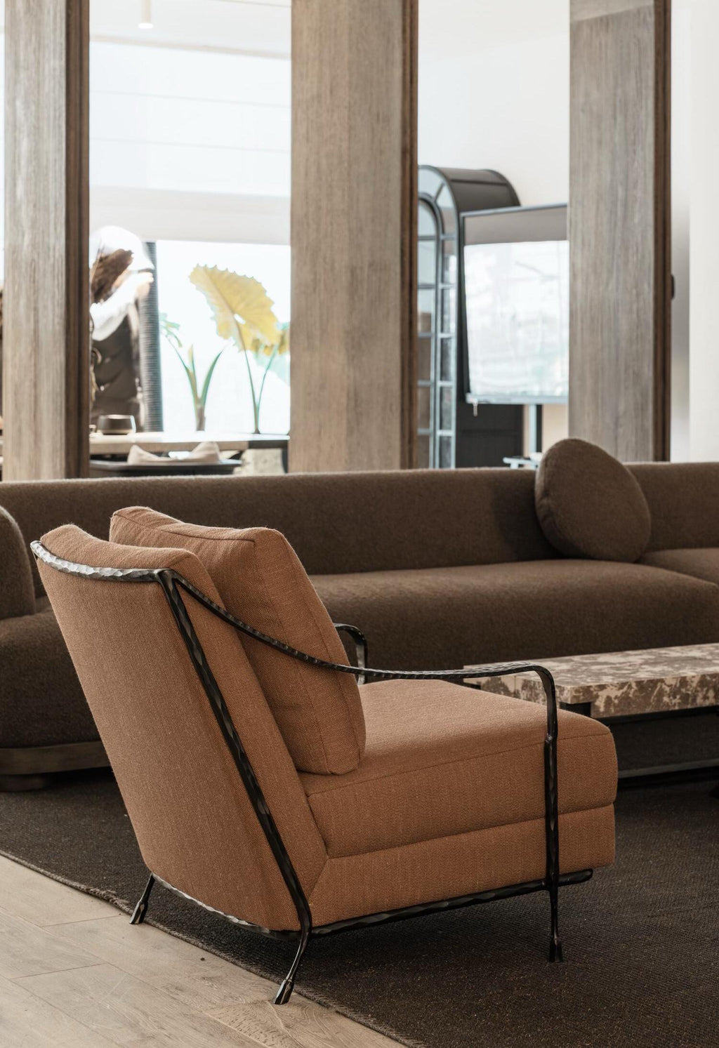 The F.Vint | Colmar Forged Iron Linen Accent Armchair