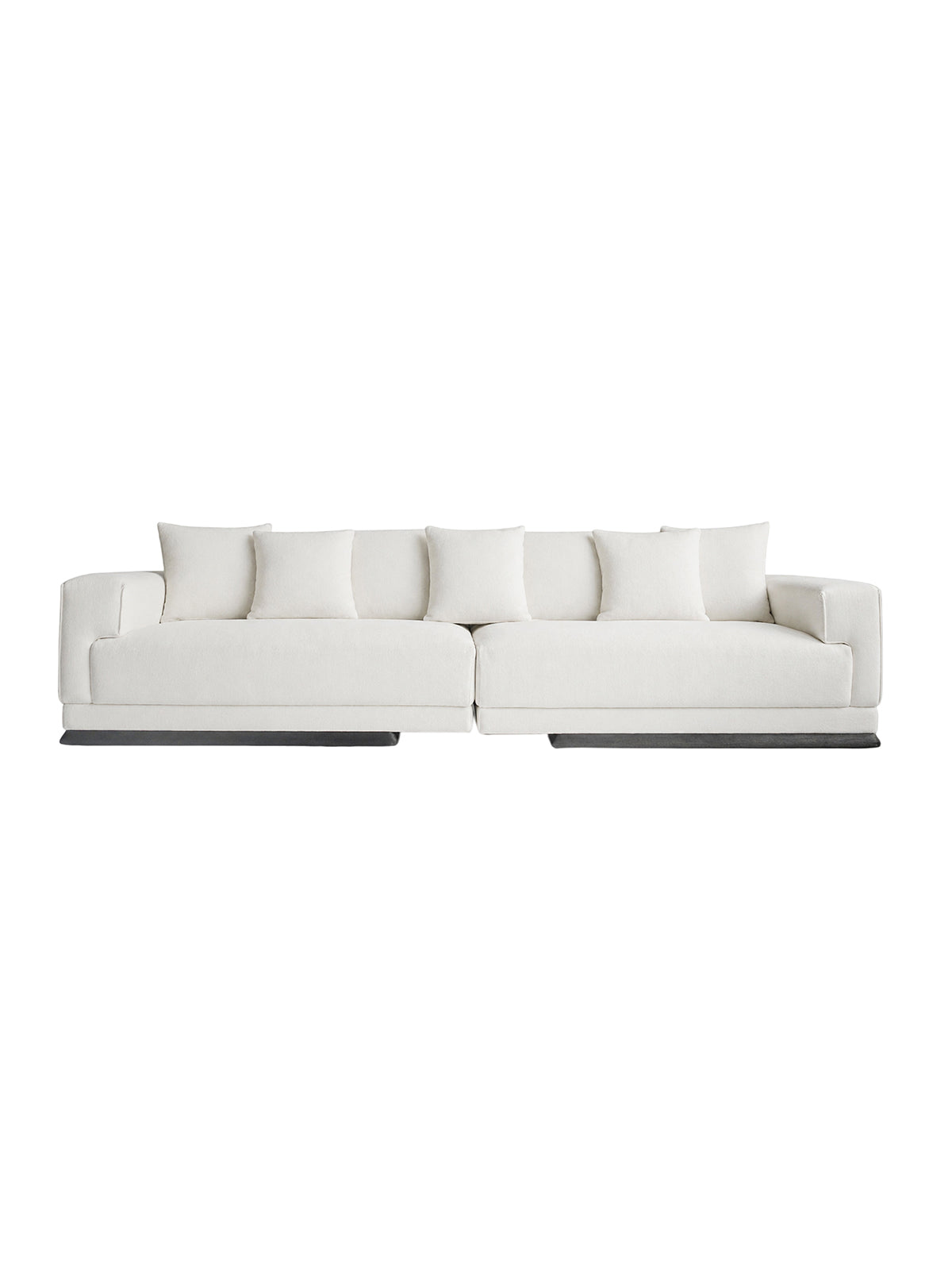 Lifestyle sectional sofa in a modern living room,  large fabric sectional sofa, luxury fabric sofa for high-end interiors.
