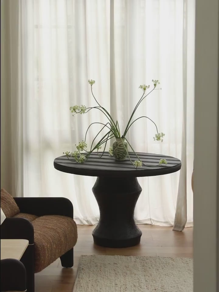 「Pine Haven」Sculptural Charred Cedar Round Dining Table