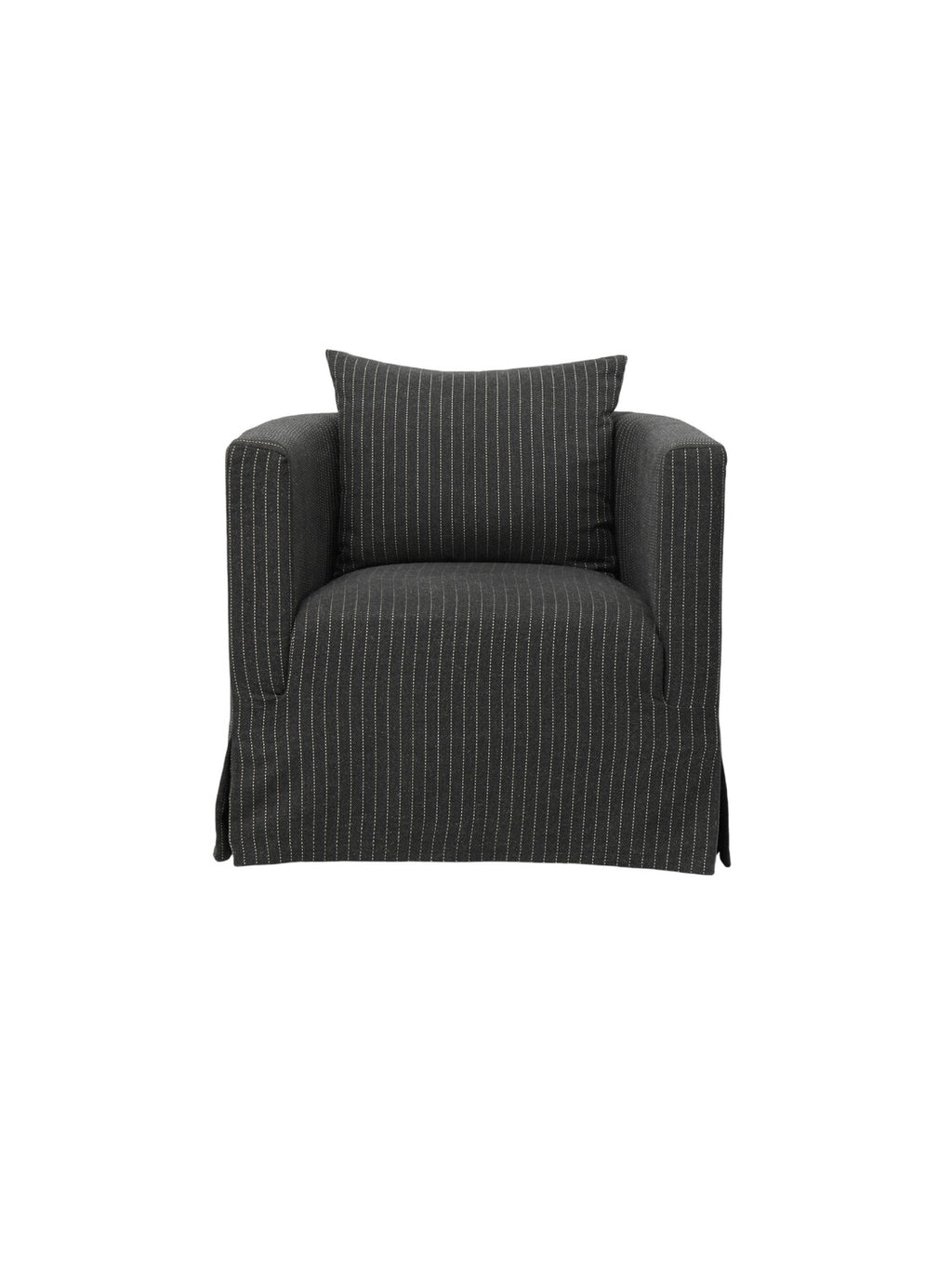 Hawser corded texture fabric swivel indoor single-seater armchair, grey fabric with removable slipcover, luxury indoor accent chair for living rooms and hotels.