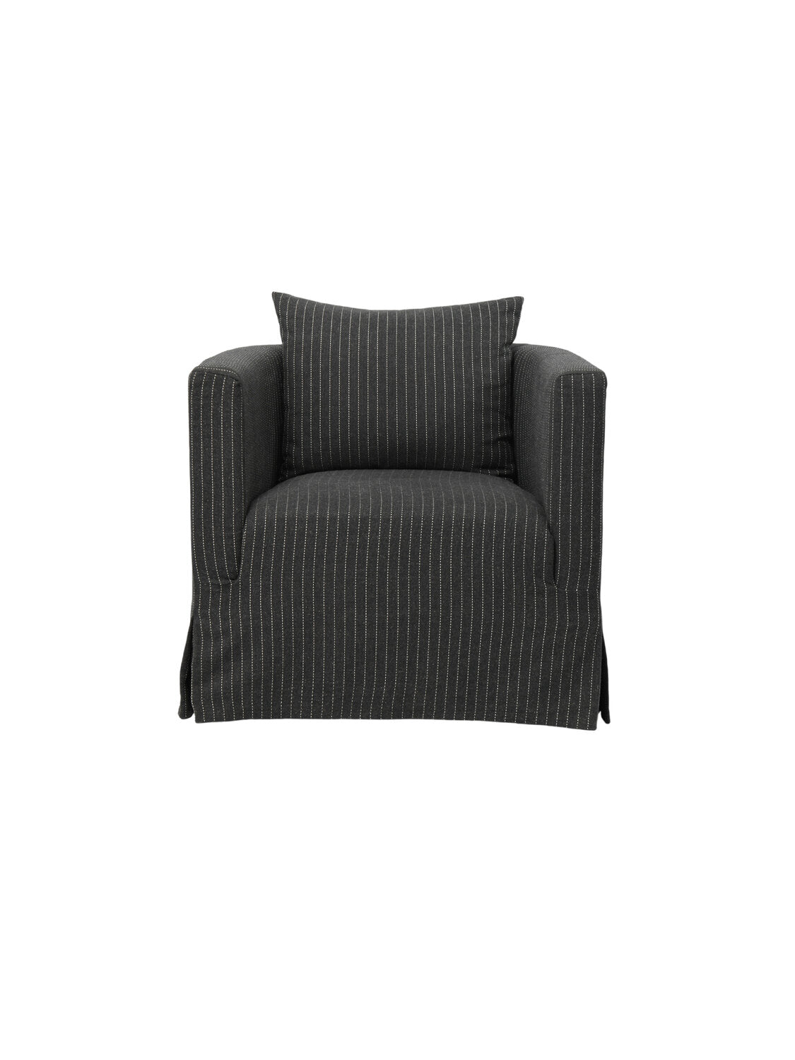 Hawser corded texture fabric swivel indoor single-seater armchair, grey fabric with removable slipcover, luxury indoor accent chair for living rooms and hotels.