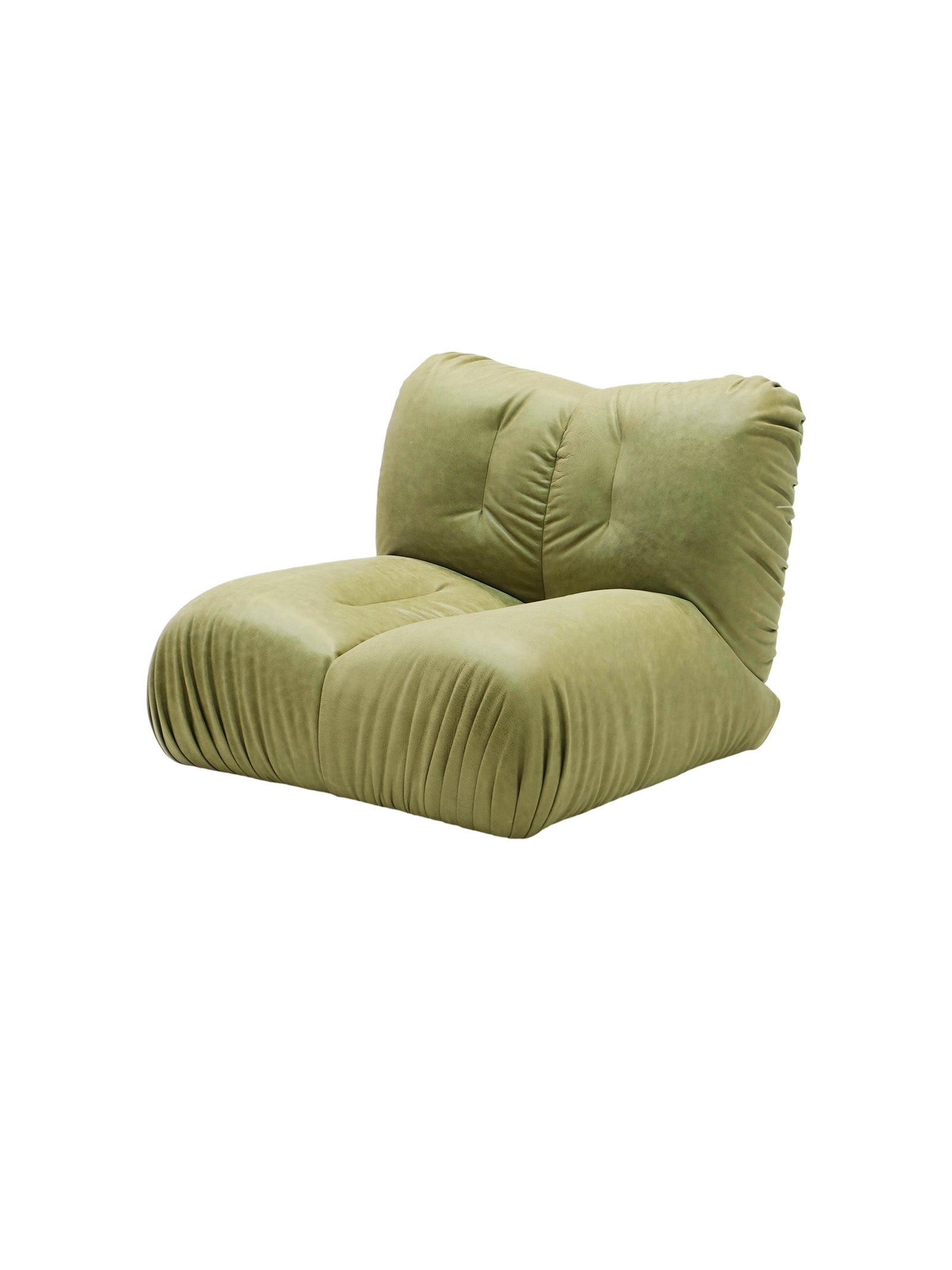 Green lounge chair Verdant lounge chair in soft sage green sand-wax leather, ergonomic design with solid beech wood frame for modern luxury interiors.Premium quiet luxury lounge chair with durable sand-wax leather, ideal for contemporary living rooms and boutique hotel relaxation areas.
