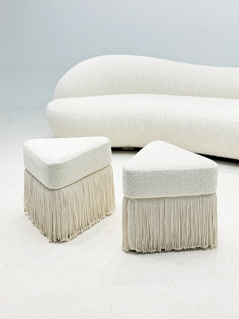 「Silk Flow」Organic Modern Tassel Accent Stool