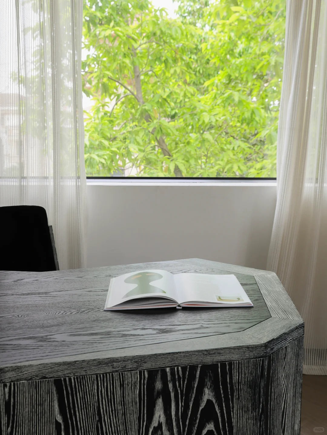 「Ridgeway」Washed‑White Ash Solid Wood Writing Desk Sculptural Modern Work Desk